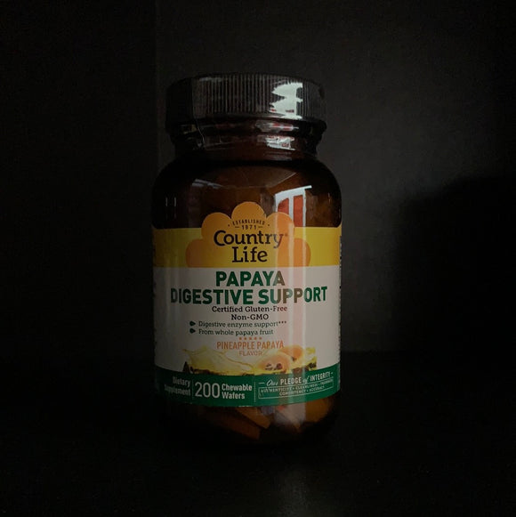 Country Life papaya digestive support 200 chewable wafers