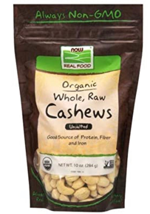 NOW Cashews Raw  Organic 10 oz.
