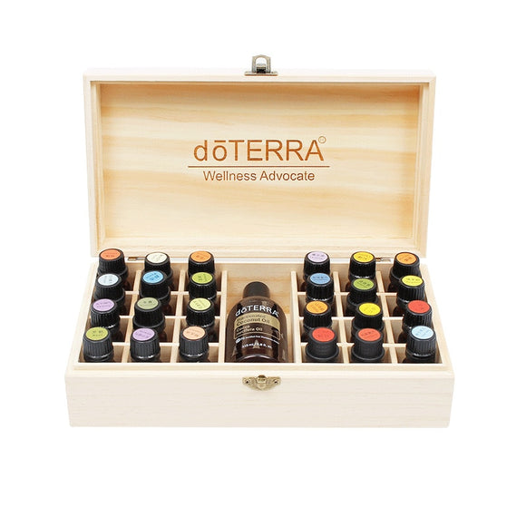 doTERRA Essential Oil Storage Wooden Box 25 Compartment Storage Box 15ML 24+1 Compartment Essential Oil Display Box